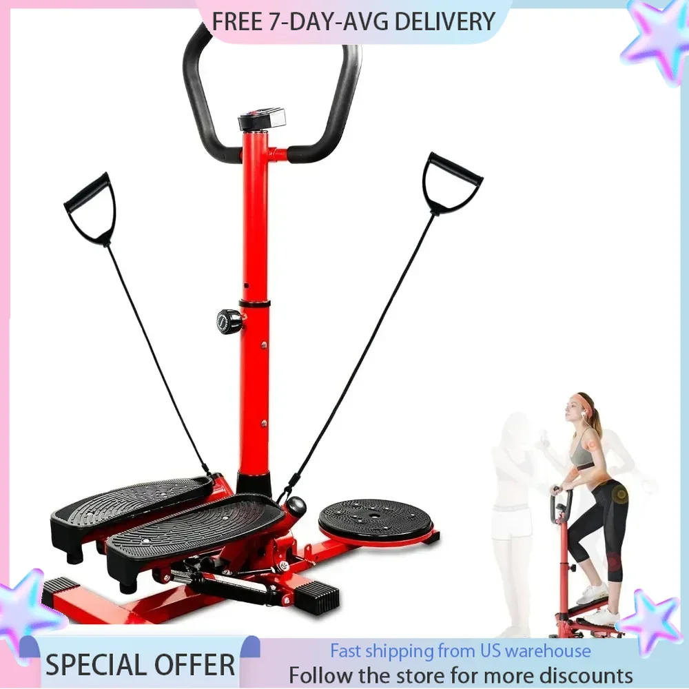 Steppers for Exercise Stair Stepper Walkout with Handlebar,  Wisting Machine, Resistance Bands Multi-Function Fitness Machine