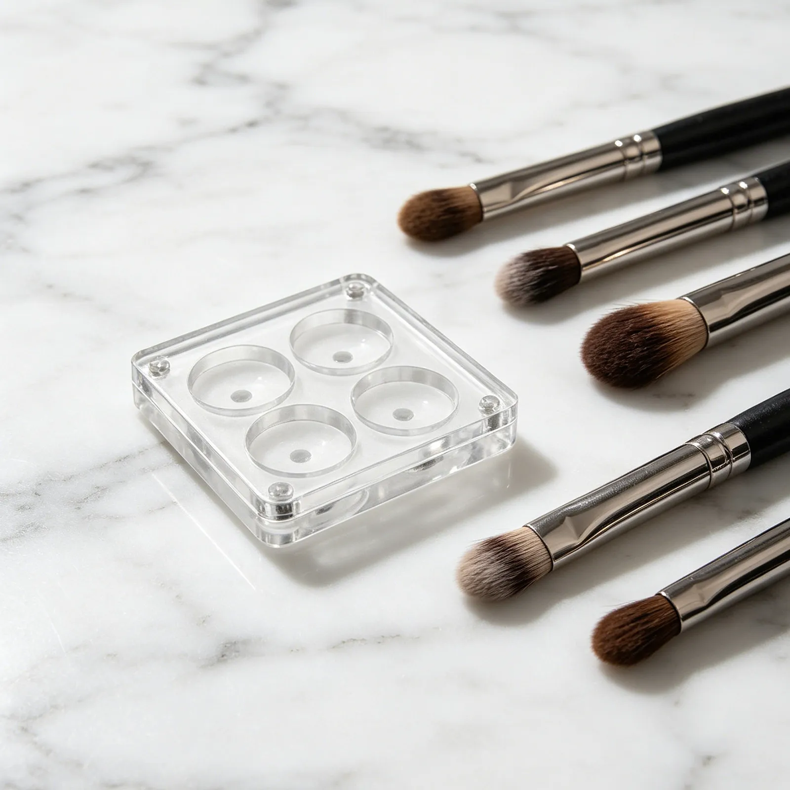4-Section Magnetic Eyeshadow Palette - Transparent Acrylic Refillable Makeup Organizer, Travel-Friendly