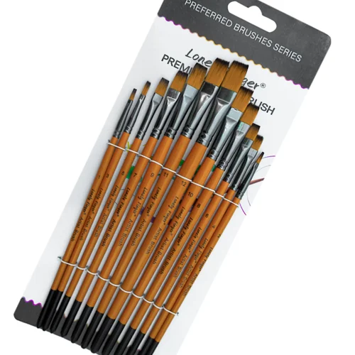 Imagen 1 del producto Juego de pinceles de arte plano Premium, cerdas de nailon sintético anticaída duraderas para pintura Gouache acrílica de acuarela, 12/48 Uds.