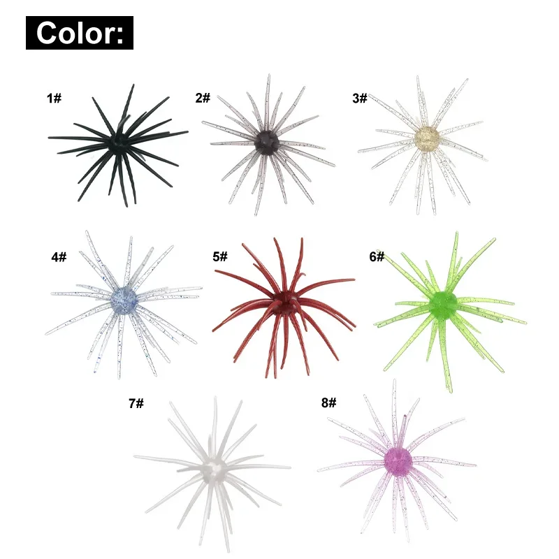 Großhandel 20 Stück 20-25mm Schwimmende Seeigel-Spinnenbälle mit Tentakeln TPE Weichköder für Drop-Shot-Rig für Barsch, Hecht, Salzwasser – Detail 6