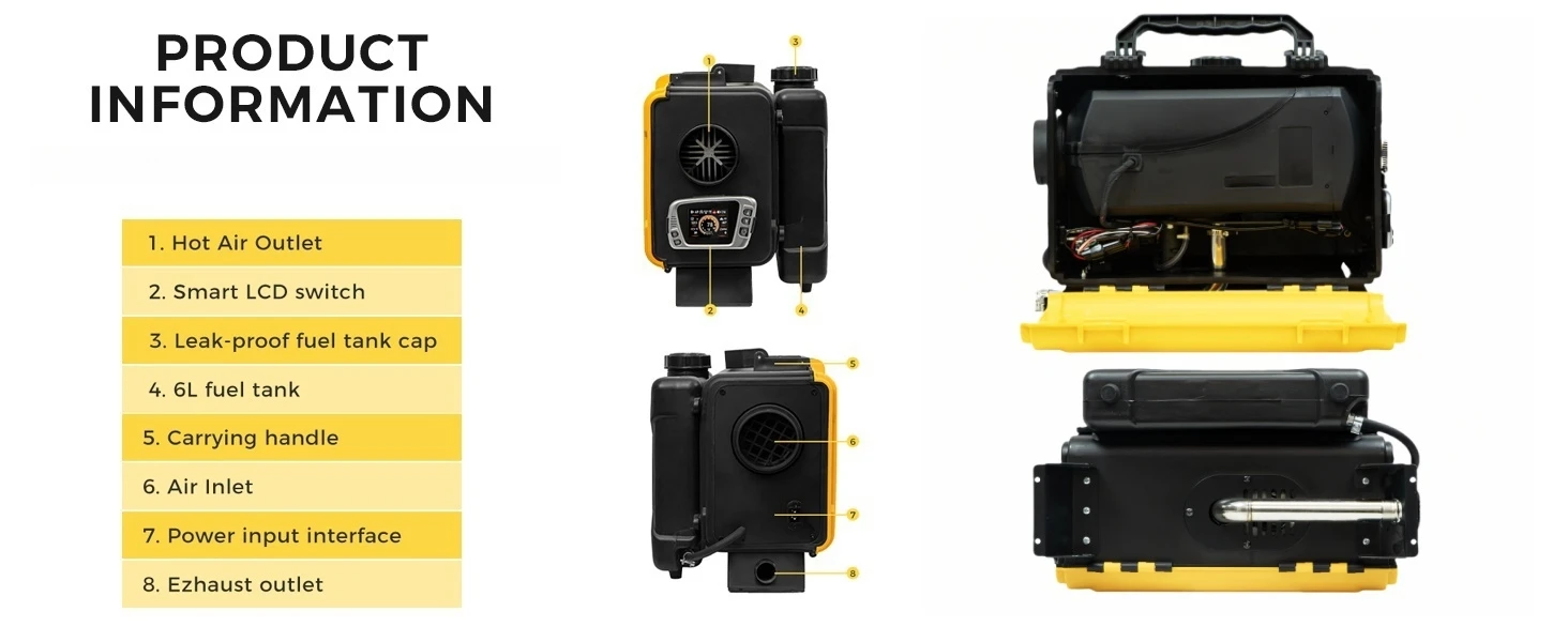 HTB1 Dieselheizung 8KW 12V/220V Diesel-Luftheizung Autoheizung Schnellheiz- & Lüftungsmodus & LCD-Schalter für LKW, Zelt, Fabrik, Wohnmobil – Detail 2