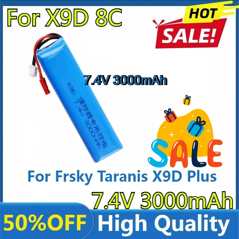 

For Frsky Taranis X9D Plus Transmitter Toy Accessories 8C 7.4V Rechargeable Battery New 7.4V 3000mAh Upgrade Lipo Battery