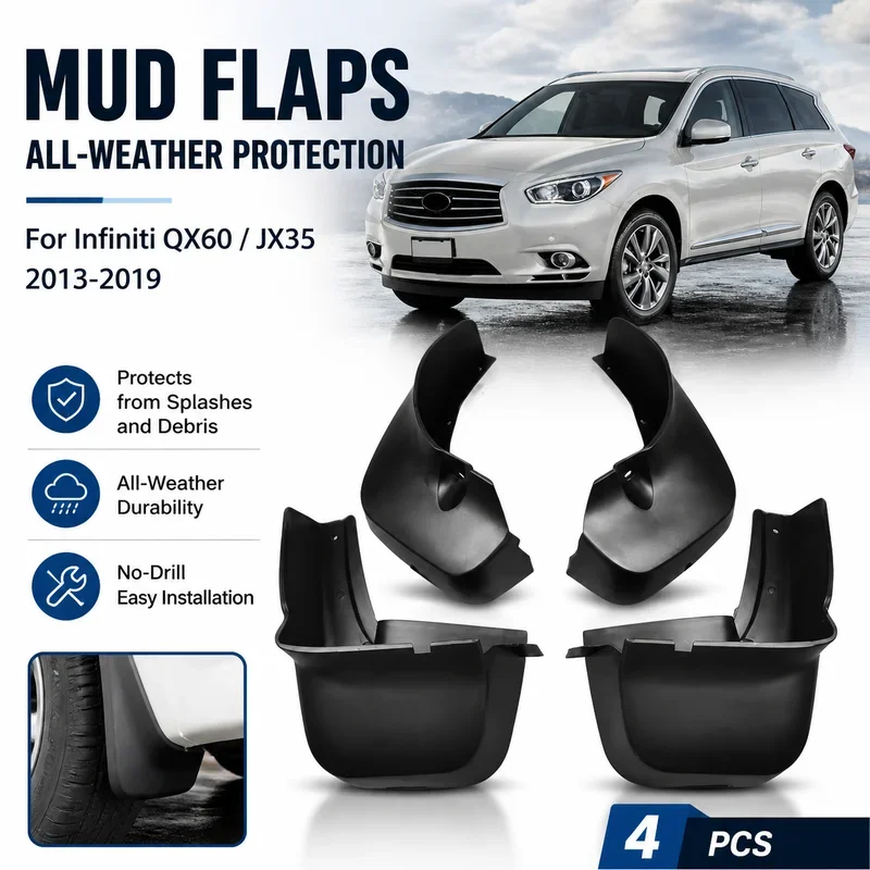 Mud Flaps for Infiniti QX60 JX35 (2013-2019) Fender Mudguard Mud Flaps Guard Splash Flap Mudguards Car Accessories