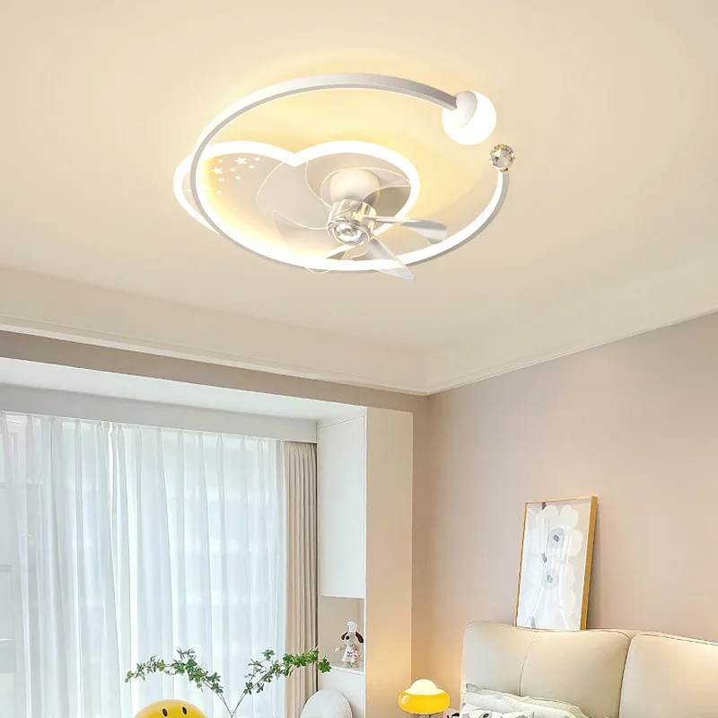 

White Ceiling Fans Light Modern Nordic Living Room Bedroom Home Ceiling Lamp Led 3 Color Remote Control 220V Shaking Heads Fan