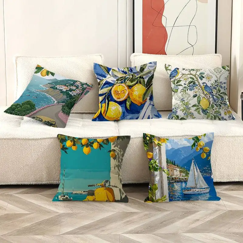 Mediterranean Lemon cartoon 45*45cm Cushion Cover Pillow Cover Decor Pillowcase Home Pillowcase for Couch Pillow
