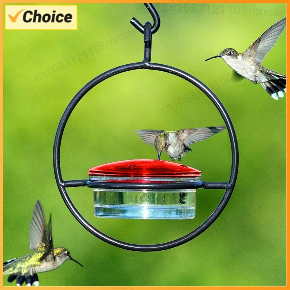 Circular Hanging Hummingbird Feeder Ant Bee Proof Outdoor Humming Bird Feeder with Red Plastic Bowl for Outside Garden