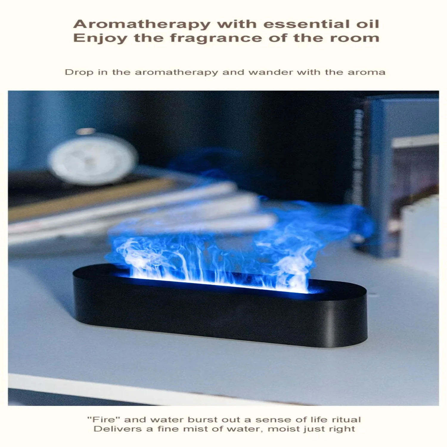 เปลวไฟDiffuser Humidifier USBเดสก์ท็อปจําลองRGB Light Aromatherapyเครื่องฟอกอากาศห้องนอน 7 สีบรรยากาศโคมไฟ