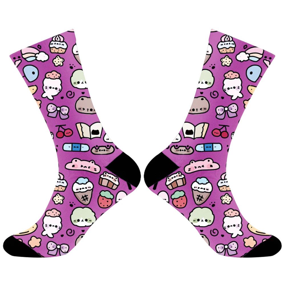 Chaussettes en coton à imprimé animal pour Halloween, Harajuku, Hip-Hop, Mode, Mignon, Dessin animé, Nouveau, 2024