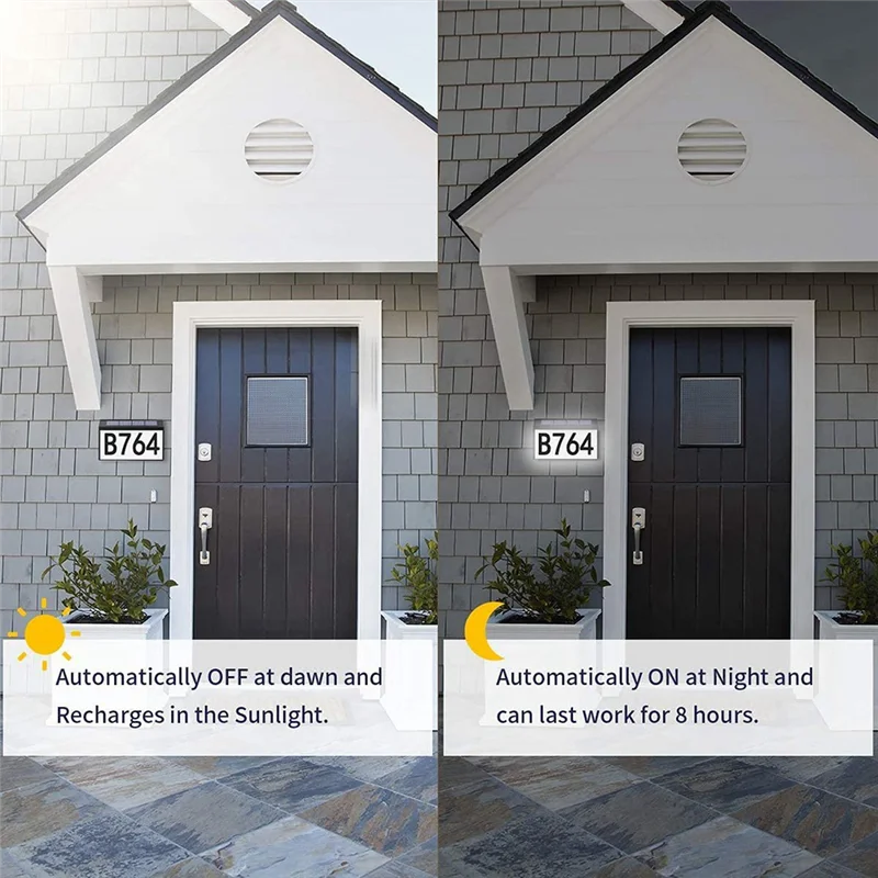 Solar Doorplate Light Outdoor Waterproof LED Digital Wall Mounted Address Number Plate Light-AA26