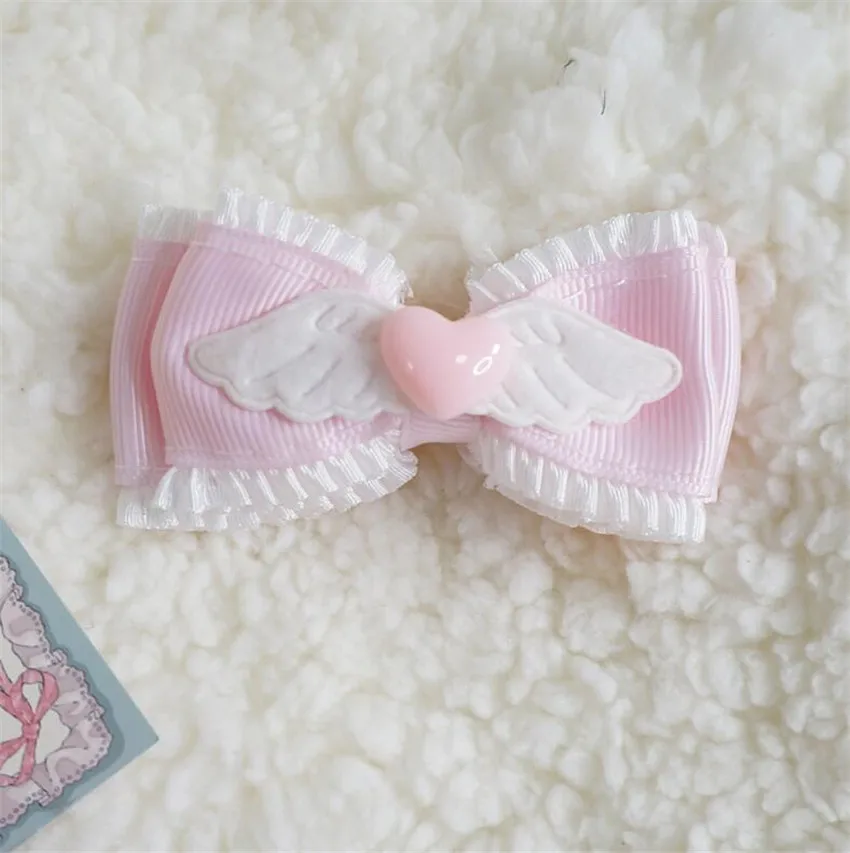 الحلو بريسيس لوليتا الوردي القوس الدانتيل دبوس الشعر أغطية الرأس المرأة الأميرة اكسسوارات للشعر الجانب كليب B2434