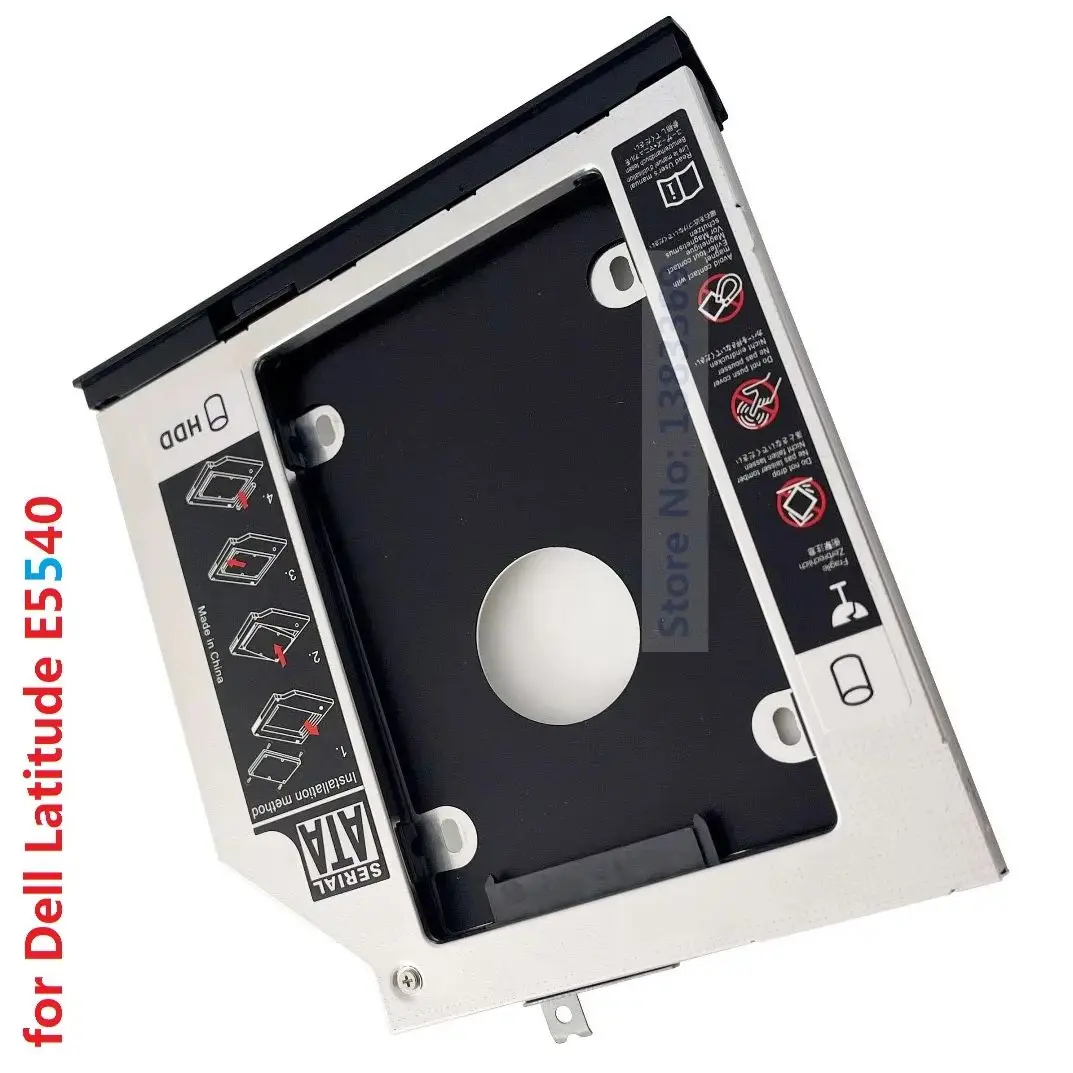 With Bezel Faceplate Bracket Hook 2nd 2.5 SATA Hard Drive SSD HDD Optical bay Slot Caddy Frame for Dell Latitude E5440 or E5540