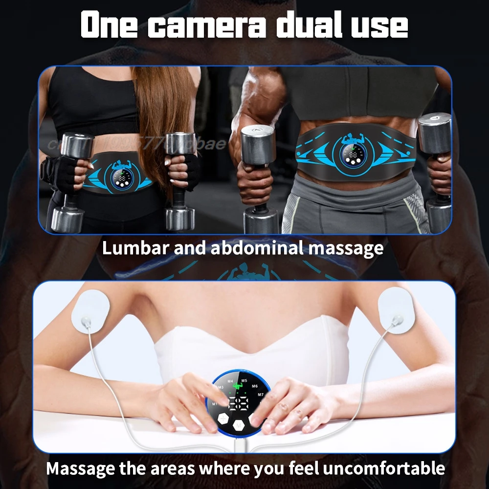 EMS Abs Trainer - Electric Muscle Stimulator Toning Belt Men Women Body Shaping Waist Trimmer Portable Home Gym Workout Massager