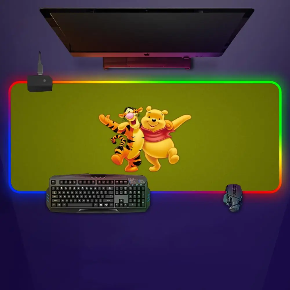 

Winnie-the-Pooh Mouse Pad Mousepad Rgb kawaii Mouse Pad Gaming Backlight Pc Accessories Gamer Keyboard Backlit Mat Desk Protect