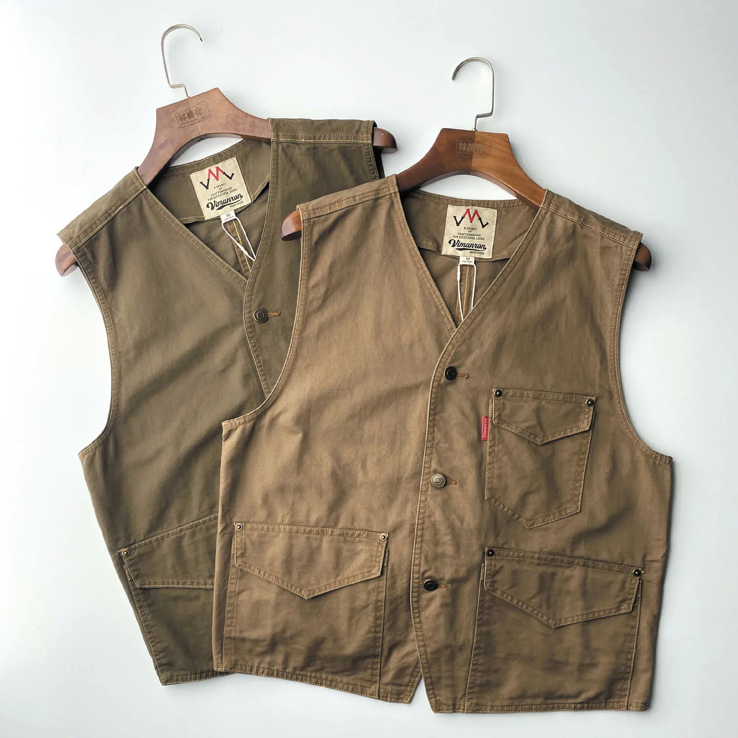 

Ретро-жилет из чистого хлопка в американском повседневном рабочем стиле, с пуговицами в парижском стиле, с винтажными наплечниками, льняные брюки для хранения вещей