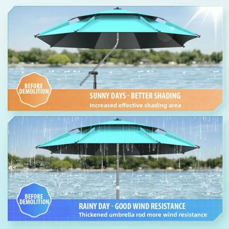 Imagem -04 - Grande Rainproof Umbrella para Pesca Proteção Solar Outdoor Camping Parasol Anti-uv Ajuste 360 ° Acessórios de Pesca