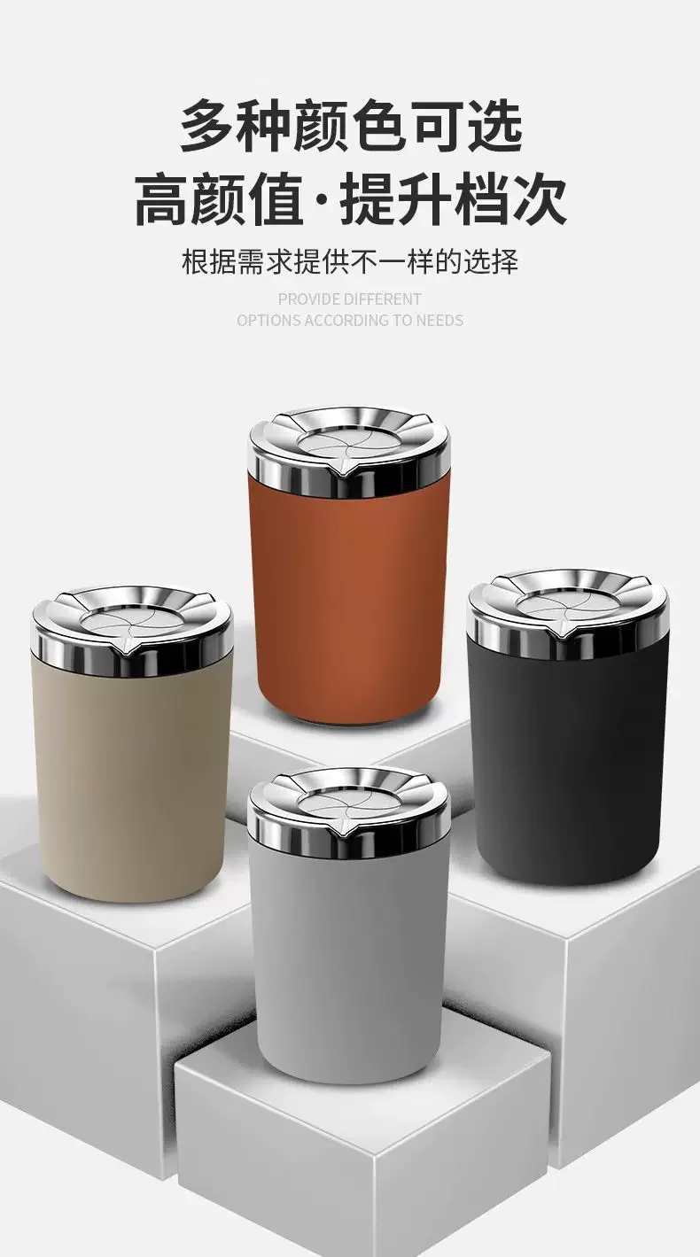 Universeller, hochwertiger, drehbarer Aschenbecher mit Getränkehalter, rauchfreier, dichtender Abdeckung und hitzebeständiger Keramikbeschichtung für den Innenraum des Autos. – Detail 3