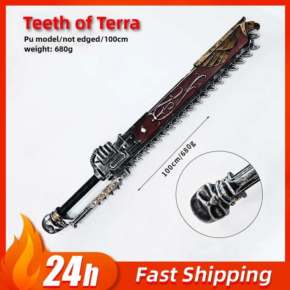 Periféricos de juego de 100cm, dientes de Terra, espada de motosierra, armas de PU, modelo de juguetes, espadas, accesorios de Cosplay a gran escala, regalos de Halloween para niños