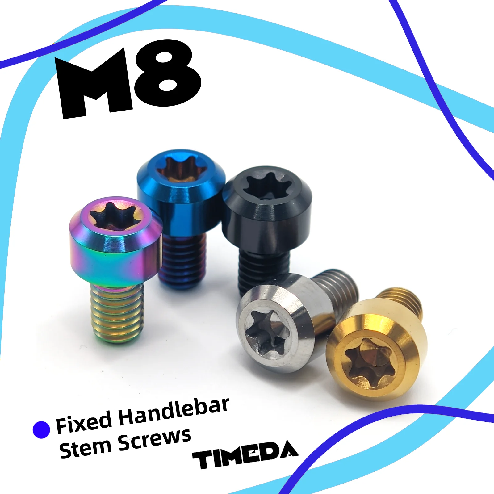 M5 Titanium Torx Head Screws Pitch 0.8 GR5 Ti-6Al-4V for Motorcycle MTB Bicycle Disc Brake E-Bike Lightweight Rustproof