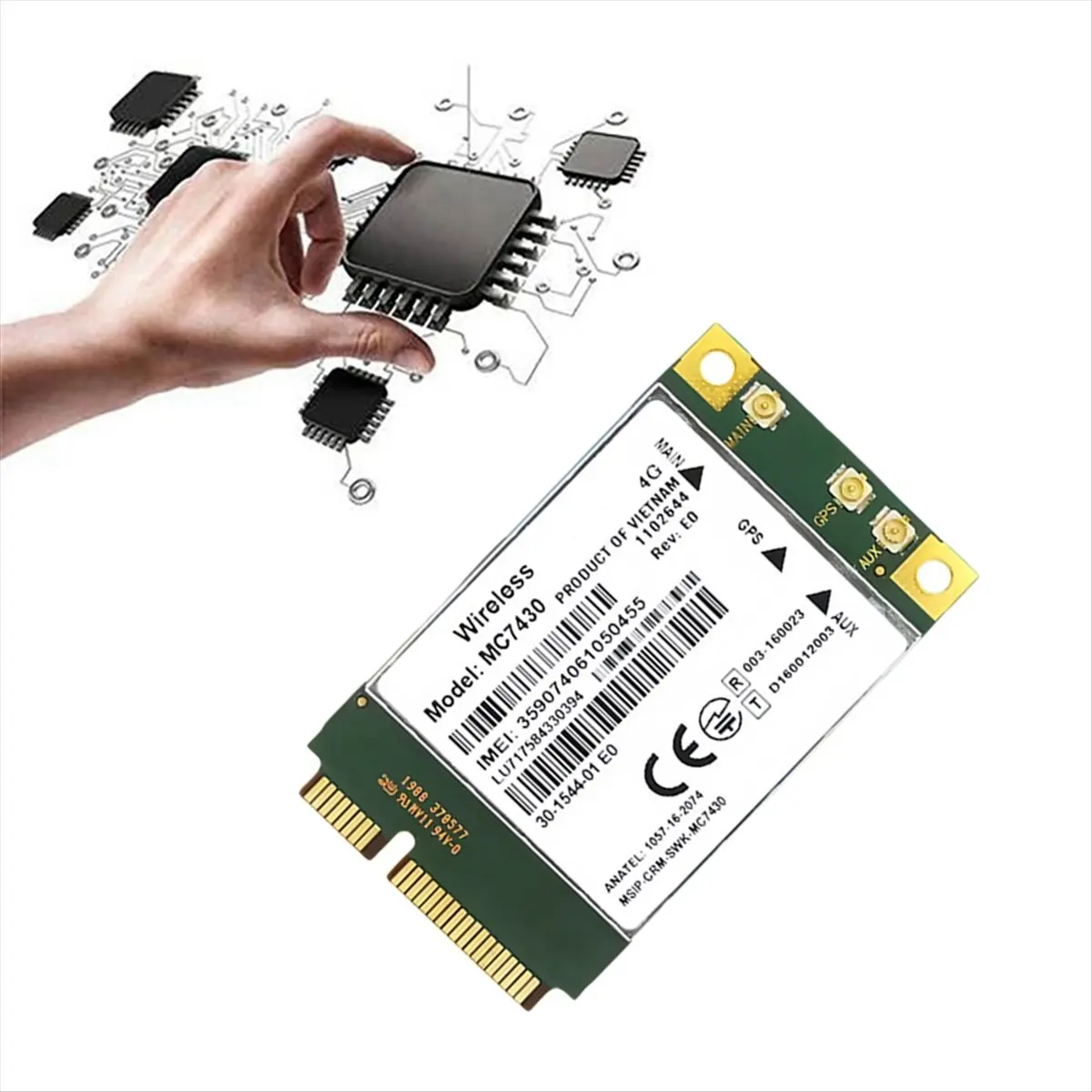 A23G MC7430 4G Module+3XAntenna 300Mbps Sierra Wireless FDD-TDD LTE CAT6 HSPA+ GNSS WWAN Card Mini PCIe 4G Card