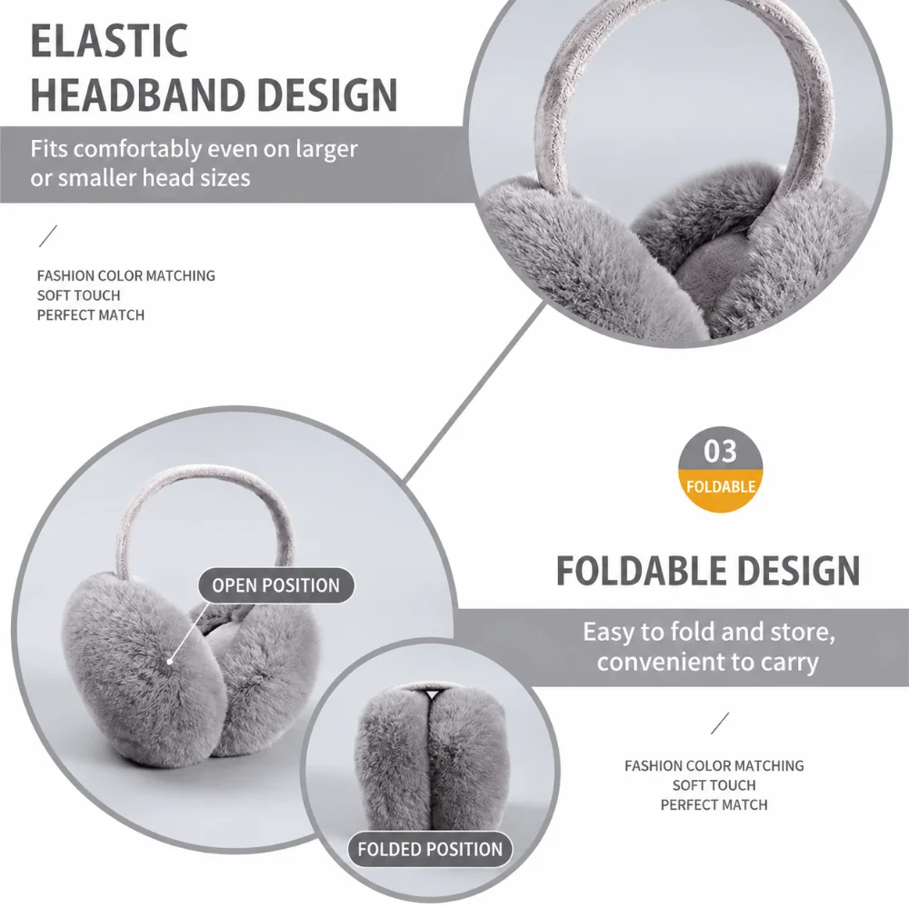 Fashion Warm Winter Earmuffs Folding Faux Fur Earmuffs Soft Cold Protection Ear Warmer Outdoor