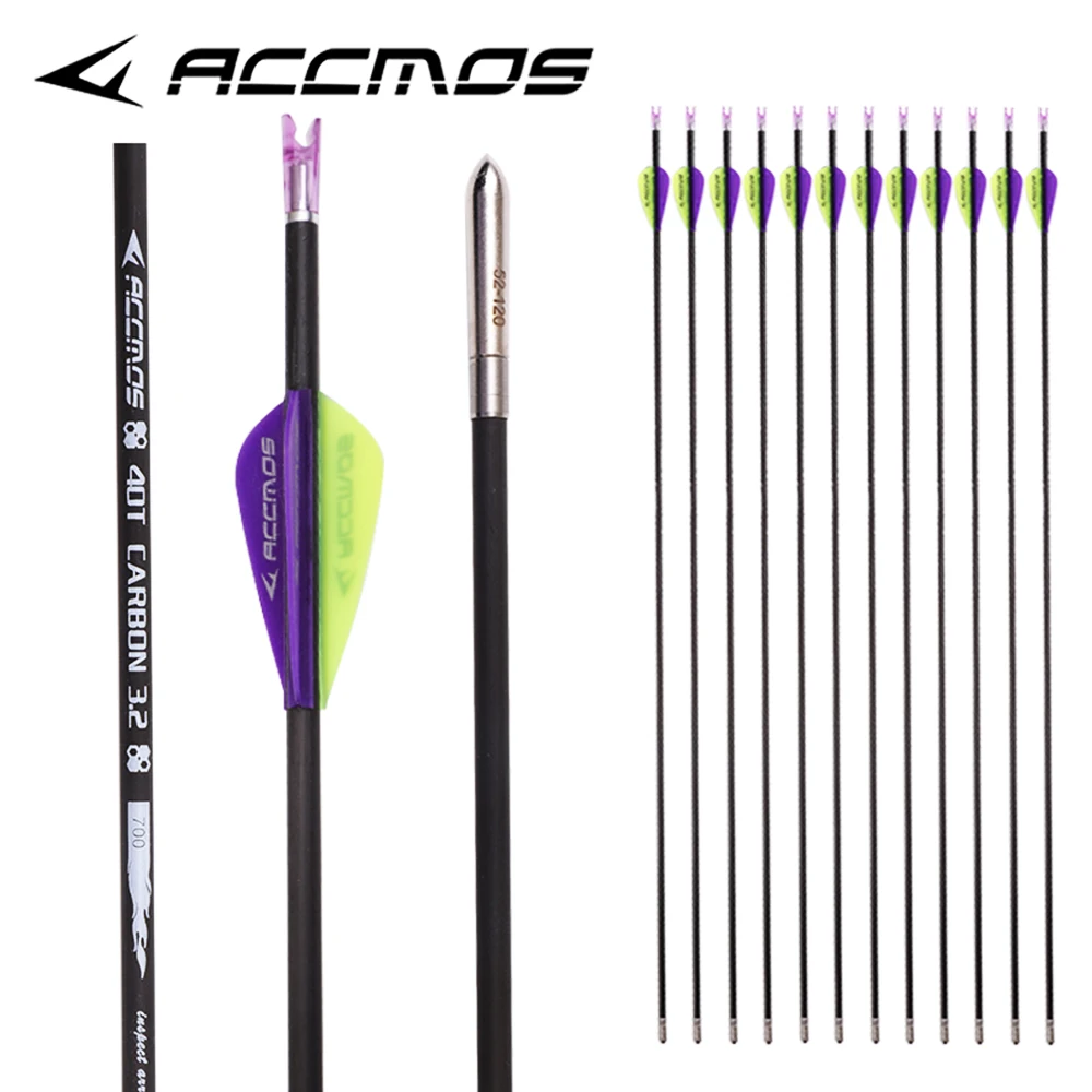 6pc ID 3.2mm Carbon Arrow 31inch Spine 350 400 500 550 600 650 700 750 800 850 900 1000  Archery for Compound Bow Shooting