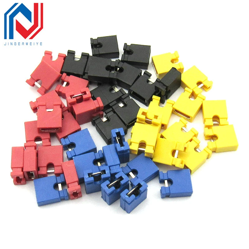 100PCS Pitch 2.54mm Pin Header jumper shorted cap & Headers & Wire Housings Black yellow white green red blue For Arduino