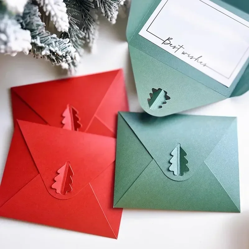 5pcs Kawaii Thick Pearl Paper Envelopes Cute Christmas Envelopes DIY Party Holiday Postcards Invitation Cards Cover Stationery