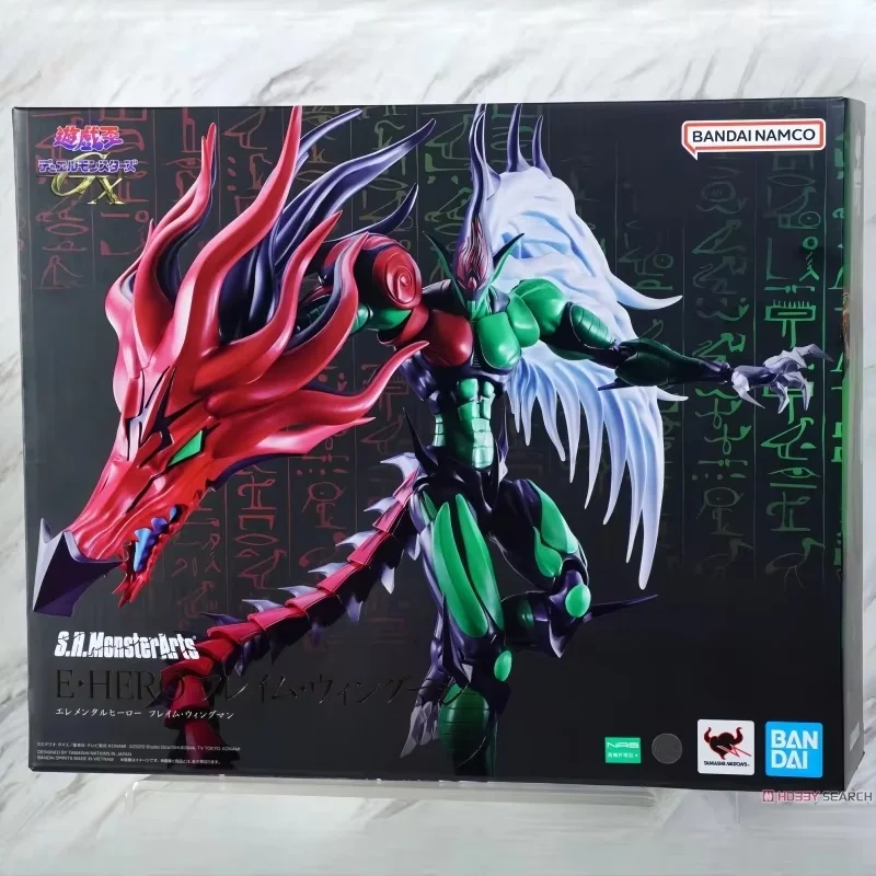 Bandai S.H.Monsterarts Yu-Gi-Oh! Duel Monsters Gx Elemental Hero Flame Wingman Anime Action Figure Model Toy 19cm Doll Gift