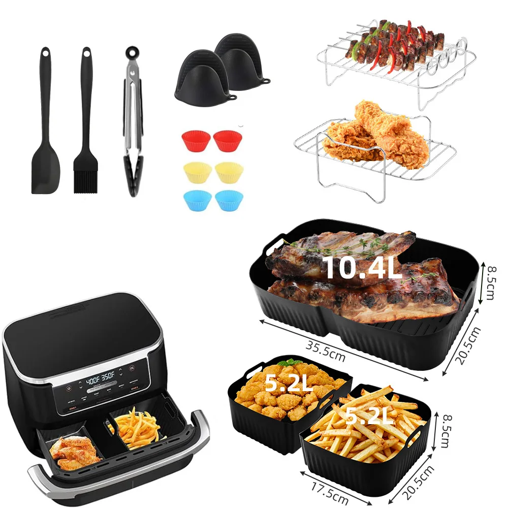 Silicone Mold Air Fryer Ninja Foodi AF500EU Reusable Silicone Air Fryer Tray Basket Air Fryer Cooking Utensils Kitchen Items