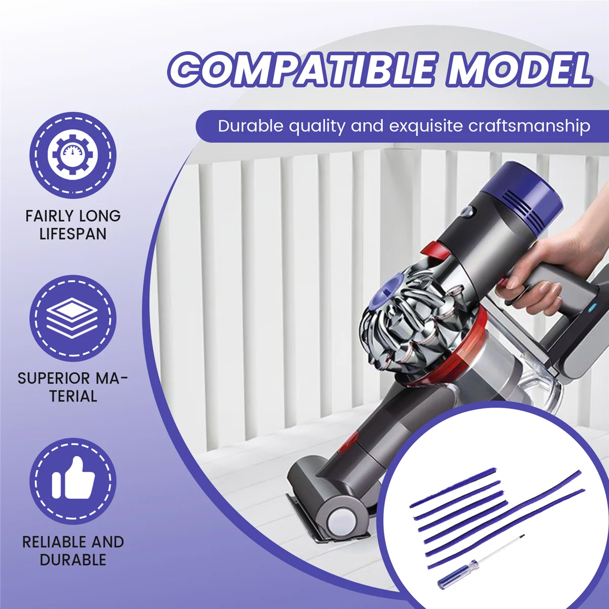 Новые 7 шт. мягкие плюшевые полоски для пылесоса Dyson V6 V7 V8 V10 V11, мягкая роликовая головка с отверткой, запасная часть