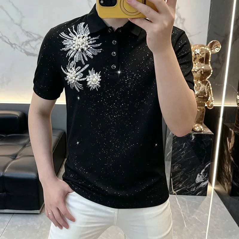 Luxury Embroidery Men's Polo Shirt Fashion Short Sleeve Lapel Casual T-shirt Social Business Office Polo Shirts Men Clothing