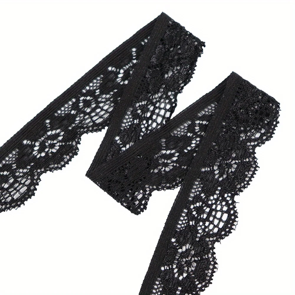 Stretchy Elastic Lace Trim Ribbon, 0.98 Inch Wide - Perfect For Diy Sewing, Crafts & Gift Wrapping, Available In Black Or White