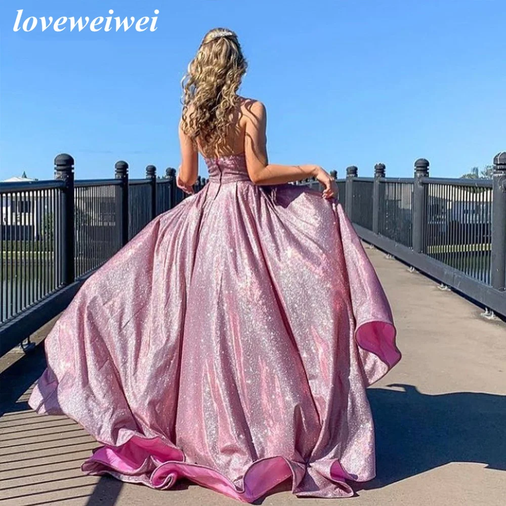 Shinny Glitter Prom Dress Sprankelende A-Line Avondjurk Spaghettibandjes Galajurk Backless Feestjurken Vestido De Festa Longo