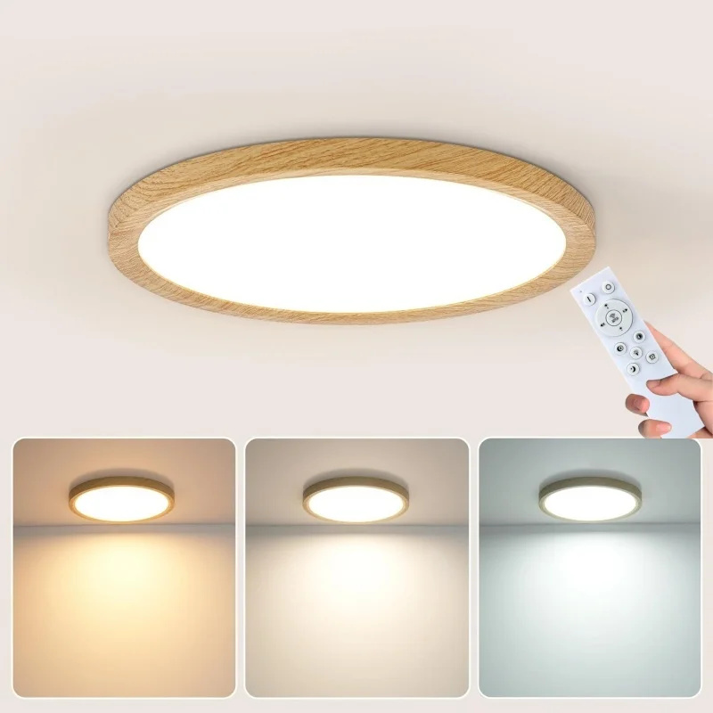 

Wood Grain Dimmable LED Ceiling Light 3CCT 2.4G Remote Control Home Bedroom Study Hallway Kitchen Living Room Ultra Slim Fixture