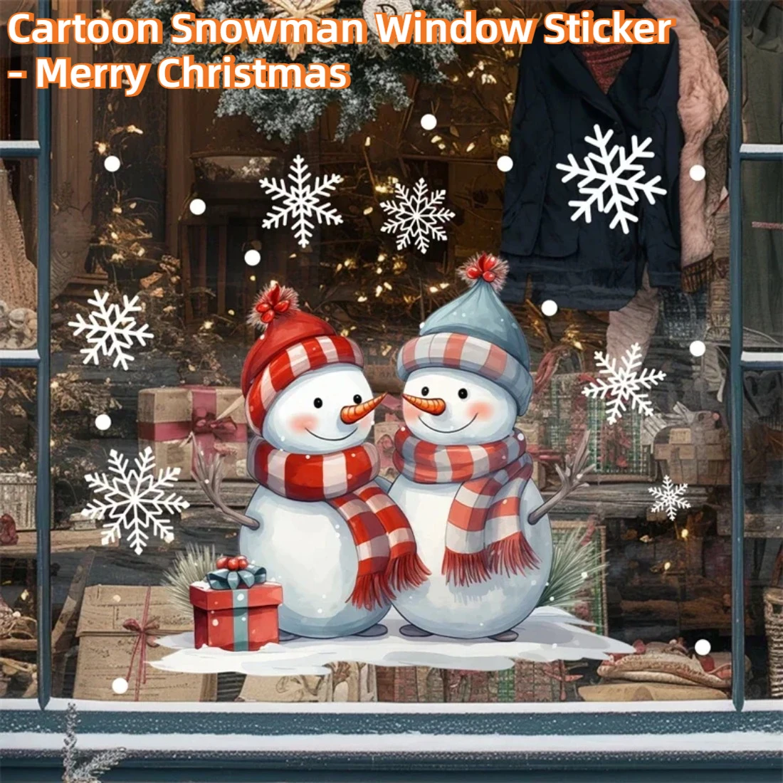 Christmas Cartoon Snowman Window Stickers Christmas Snowflakes Window Wall Stickers Christmas Decorations Self-adhesive Decals