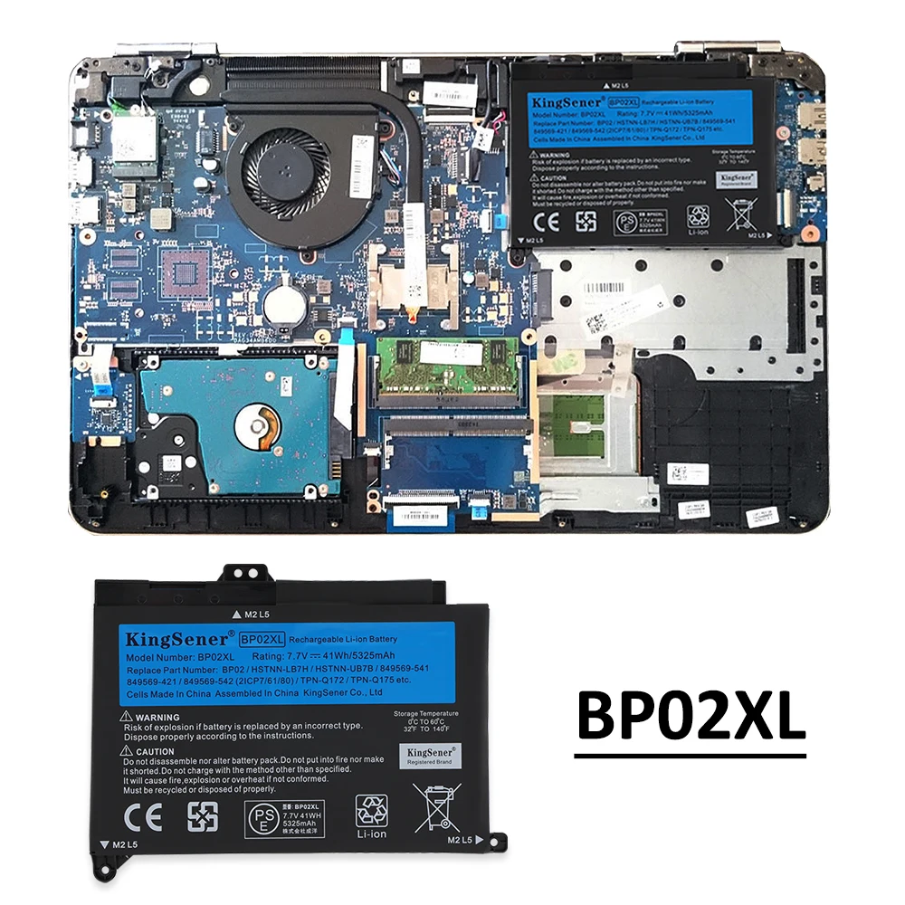 KingSener 7.7V 5150mAh BP02XL Laptop Battery For HP Pavilion PC 15 15-AU 849909-850 849569-421 HSTNN-LB7H BP02041XL HSTNN-UB7B