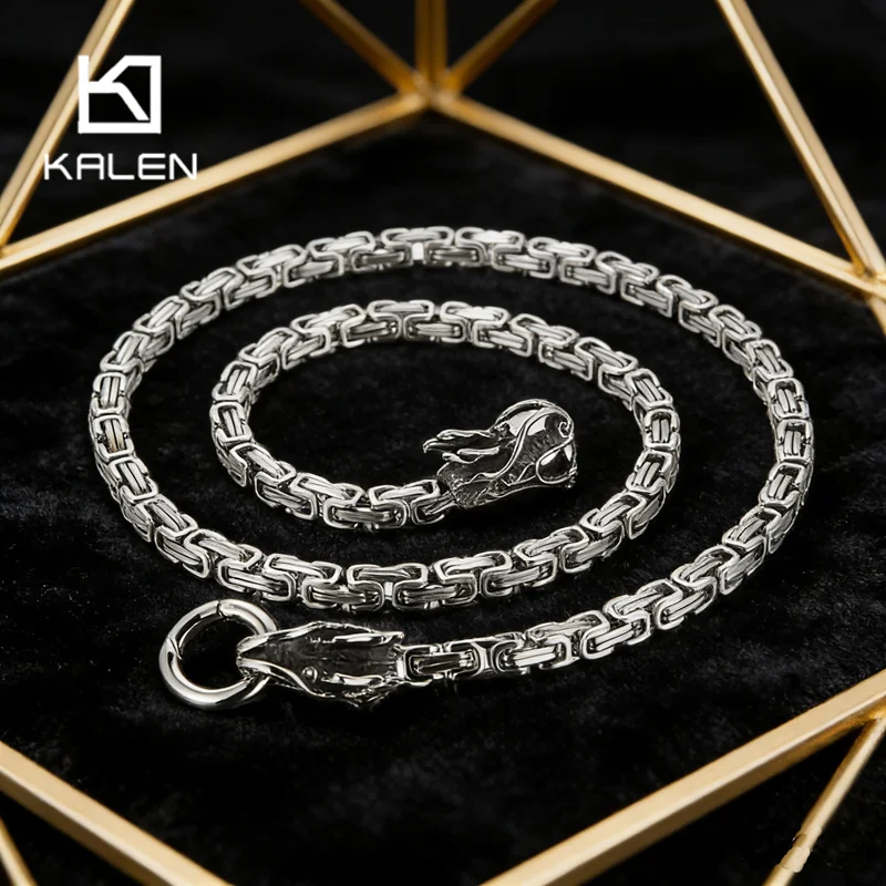 

Мужское ожерелье из нержавеющей стали Kalen в стиле хип-хоп и рок, массивный кулон-дракон, украшение в виде животного, бижутерия на цепи в стиле байзантин, подарок