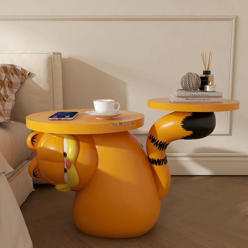 Cream Style Garfield Ornament, Removable Corner Floor Decor for Coffee Table, Living Room Sofa & Bedside