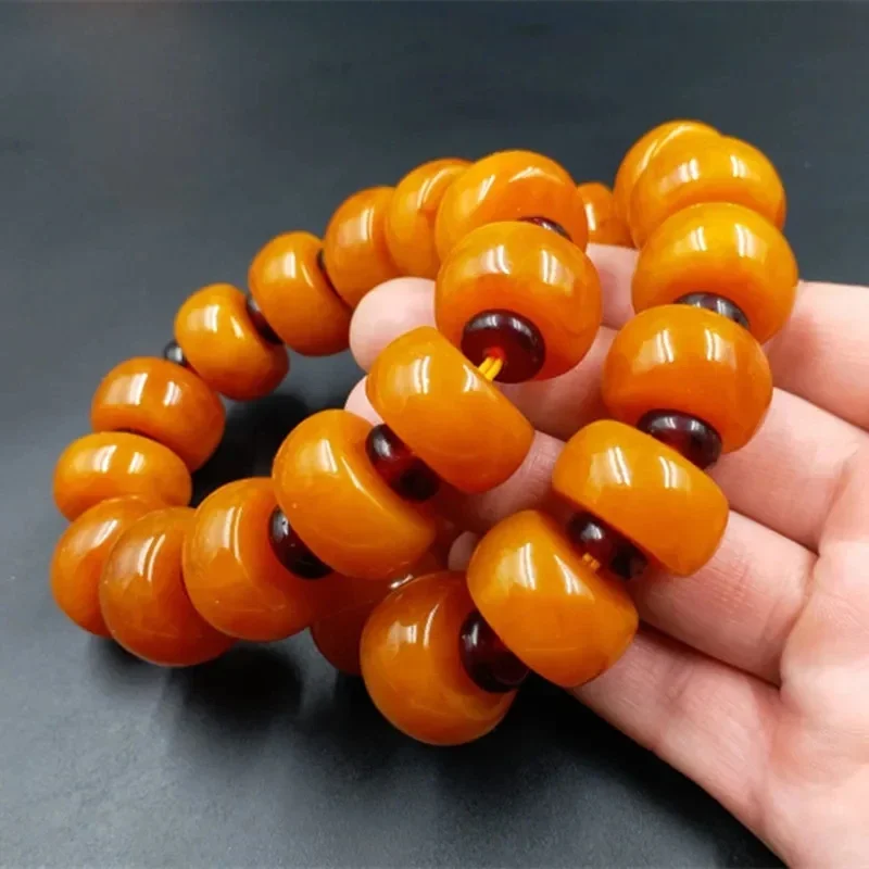 

Chicken Oil Yellow Abacus Beads Old Wax Bracelets Amber Beeswax Bracelets Men's Couples Bracelets Jewelry