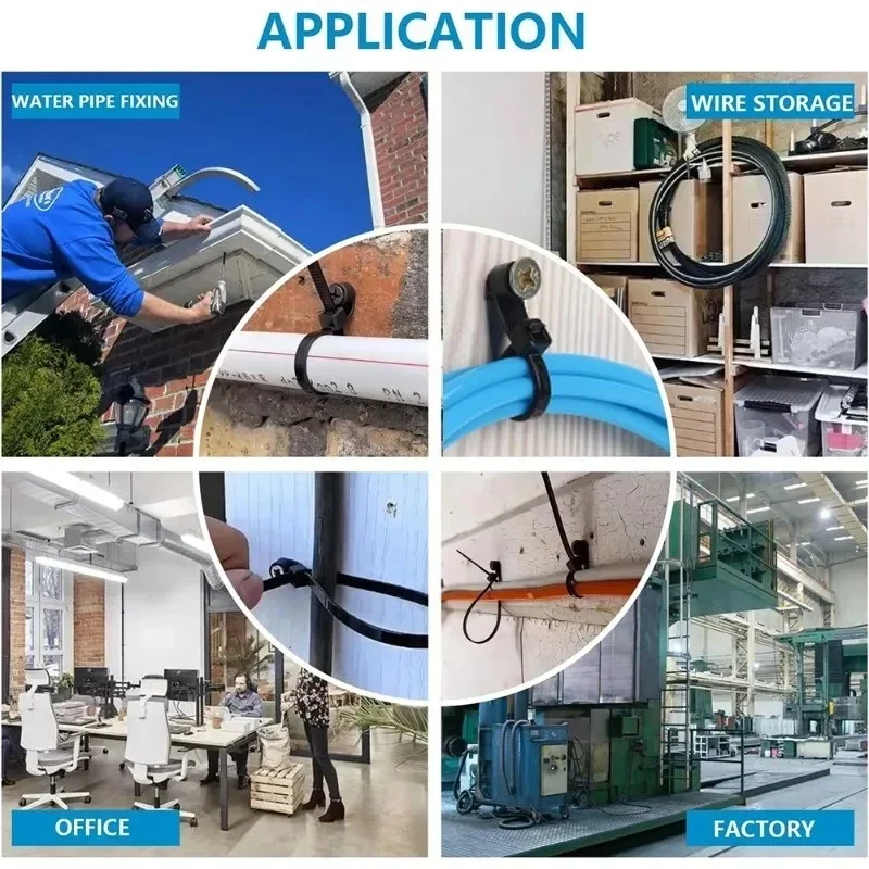 500/100 قطعة ربطات كابل ثقب المسمار قابلة لإعادة الاستخدام الثابتة أربطة كابلات النايلون الذاتي قفل الحبل العلاقات الأشرطة الربط حلقة مكتب المنظم #5