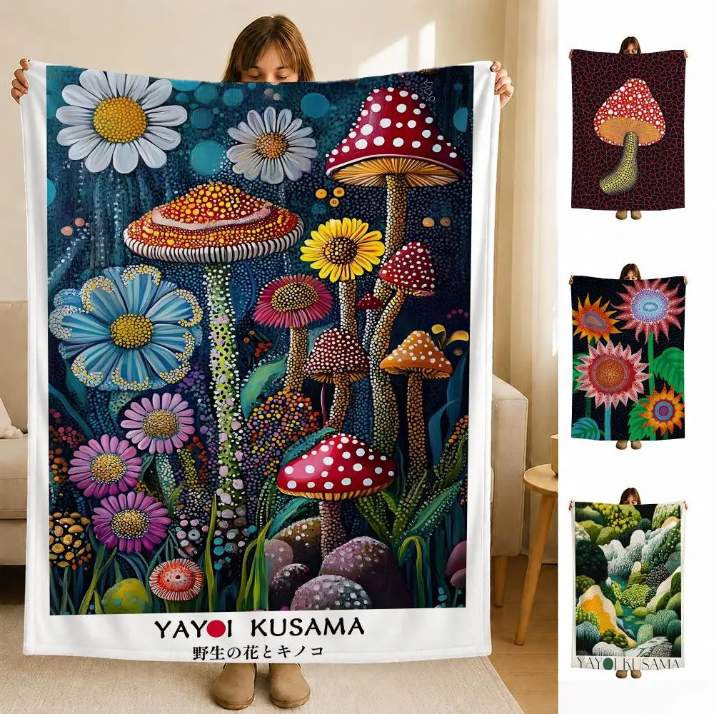 artist Y-Yayoi K-Kusama Throw Soft Flannel Blanket for Bed Bedroom Sofa Picnic Throw Skin-friendly Breathable Gift Cover
