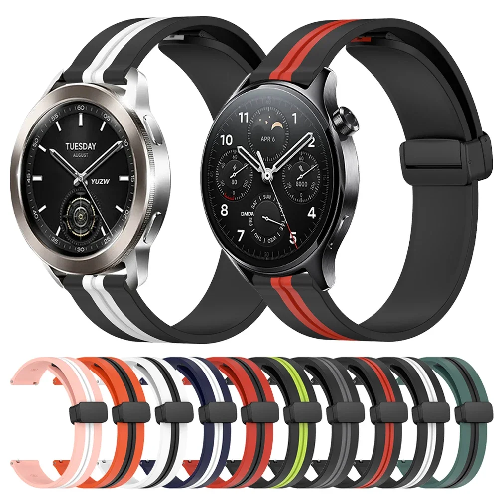 22mm Silicone Strap For Xiaomi Watch S1 Pro/Active Band For Mi Watch S3/S2 42mm 46mm/Watch Color 2 Magnetic Clasp Sport Bracelet