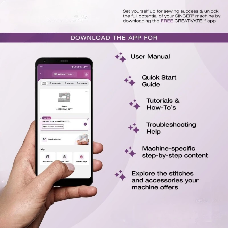 ماكينة خياطة استرلينية شديدة التحمل 6600C مع مجموعة ملحقات |   محرك قوي مع قوة ثقب محسنة، 215 غرزة Appli