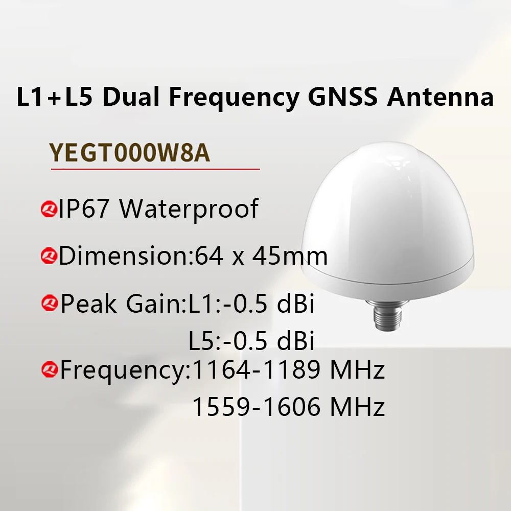 L1 L5 Dual-band GNSS Terminal Rubber Active External Antenna IP67 N-K Navigation Agricultural Machinery Location RTK Mapping