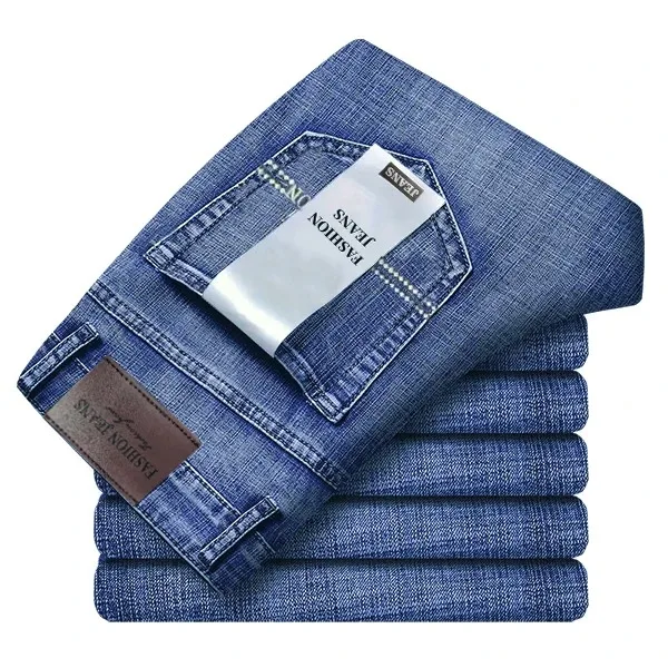 2026 Top Brand Washed Jeans Trousers Four Season Men's High Quality Jeans Business Casual High Waist Denim Pants