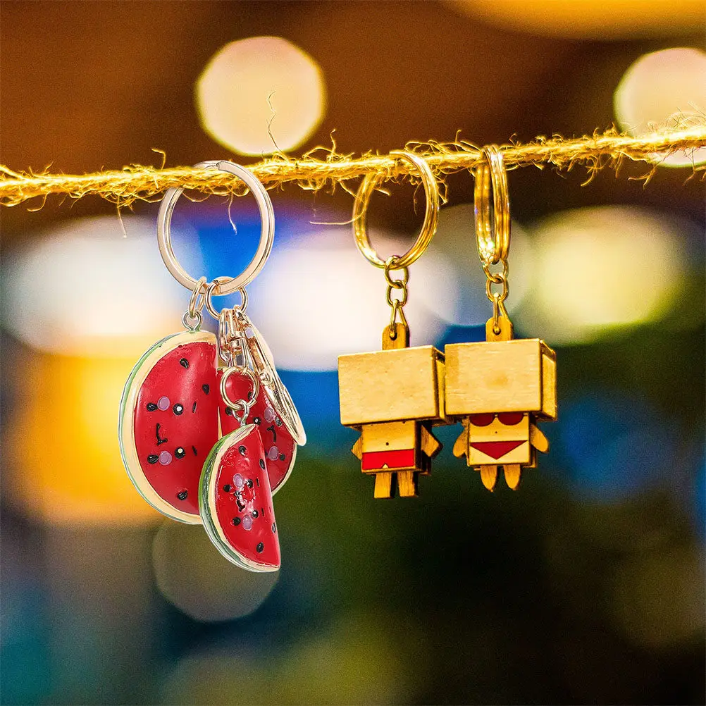 2Pcs Watermelon Keychain Summer Fruit Theme Realistic Slice Pendant Key Ring Cute Keychain Charm Hanging Ornament Novelty Key