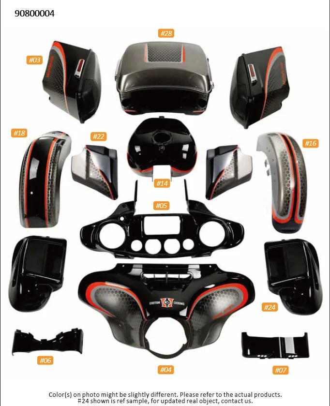 HR3 Custom Chrome Gloss Black Fairing Kit Bodywork Saddlebag  Gas Tank Fit For Harley Ultra Limited 14-20