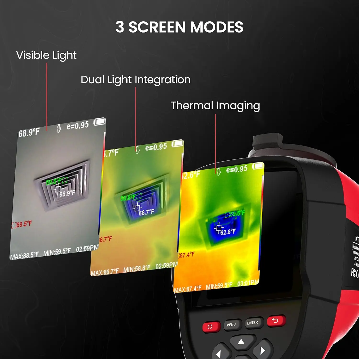 Termocamera, telecamera a infrarossi con risoluzione IR 256x192, frequenza di aggiornamento 25Hz, supporto luce infrarossa/visibile