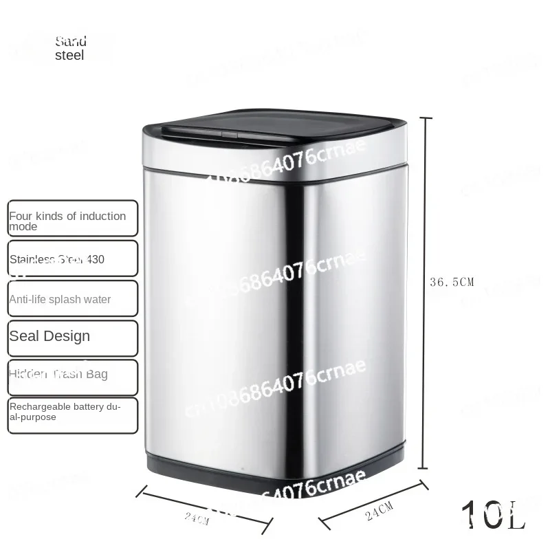 Intelligent Induction Trash Can Stainless Steel Large-capacity Household Automatic Covered Toilet Bathroom Kitchen Living Room