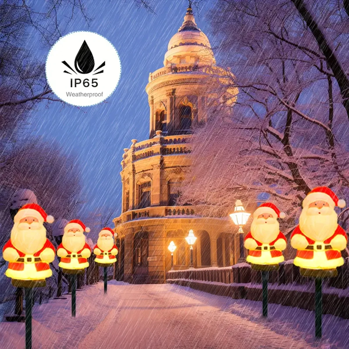 5 قطعة/الحزمة الشمسية عيد الميلاد حديقة حصة أضواء في الهواء الطلق مقاوم للماء الشمسية سانتا مسار أضواء لحديقة الحديقة مسار فناء ديكور